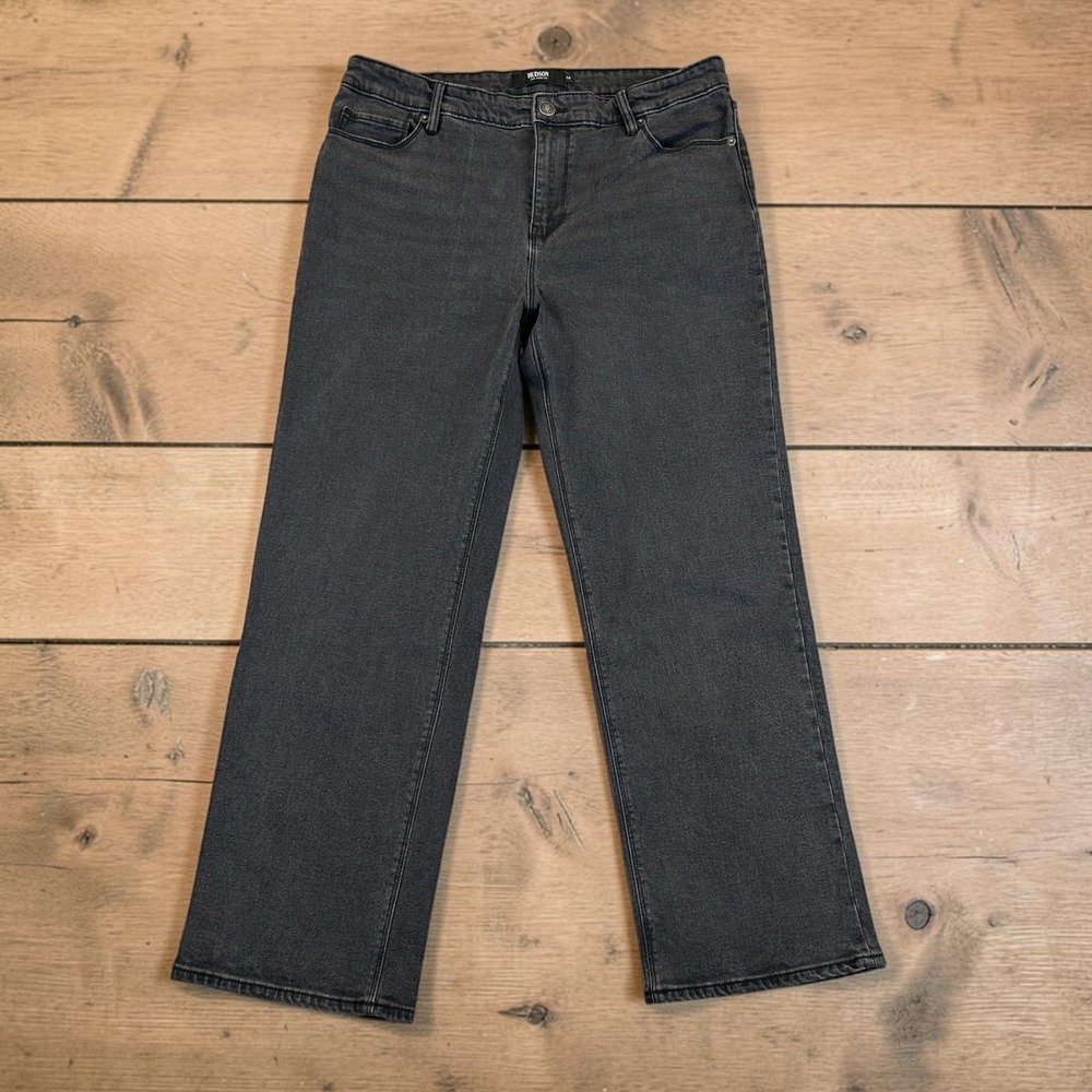 Hudson Jeans Straight Leg Women 14 Black Denim Casual High Rise Stretch